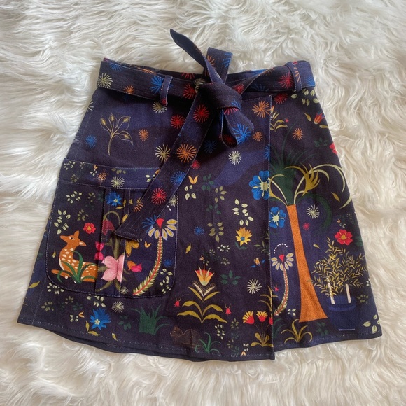 The Kit Navy Blue Whimsy Woodsie Cottagecore High Waisted Tie Cargo Skirt Size S - Picture 4 of 13